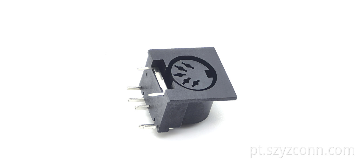 MINI DIN Board Connector:Large DIN Female header Connector Black Right Angle DIP